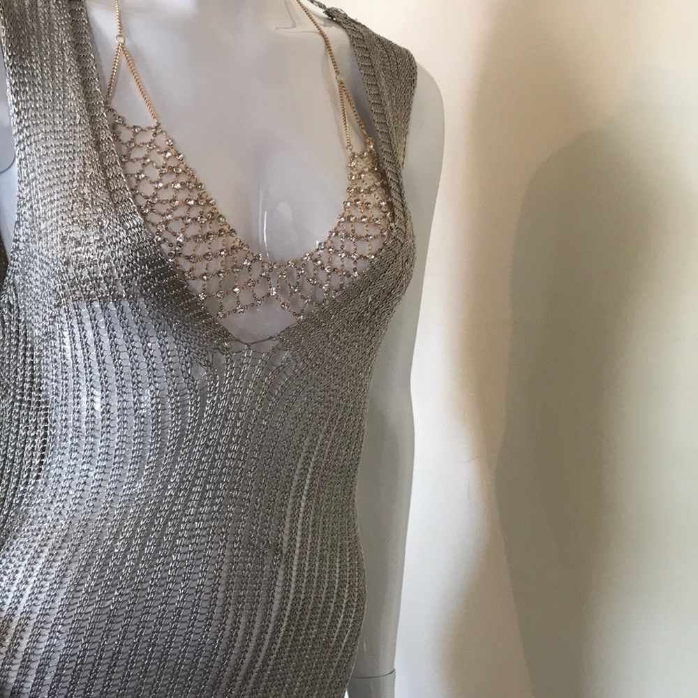 SALE! “Lunet” Cowl Back Metallic Yarn Coverup - Picture 2 of 3